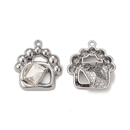Rack Plating Alloy Glass Pendants PALLOY-P291-15B-01-1