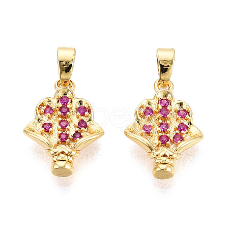 Brass Micro Pave Cubic Zirconia Pendants KK-N257-70G-1