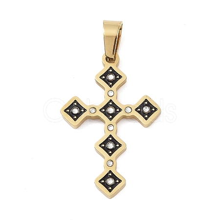 Ion Plating(IP) 304 Stainless Steel Enamel Rhinestone Pendants STAS-Q325-05E-G-1
