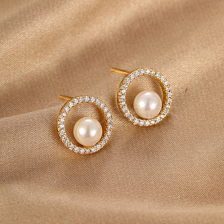 Cubic Zirconia Ring Stud Earrings BR6560-1