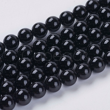 Natural Black Onyx Beads Strands G-G591-6mm-06-1