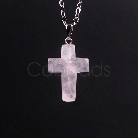 Natural Rose Quartz Pendants G-PW0006-02P-06-1