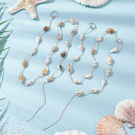Natural Sea Shell Beads Hanging Ornaments HJEW-JM02970-1