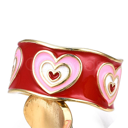 Brass Enamel Cuff Rings RJEW-T018-02G-01-NF-1