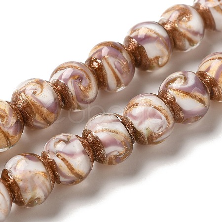Gold Sand Lampwork Beads Strands LAMP-E036-06A-1