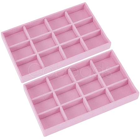 2Pcs 12 Grids Rectangle Velvet Display Trays ODIS-SP0001-18A-1