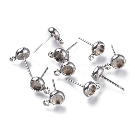 Non-Tarnish 304 Stainless Steel Stud Earring Settings STAS-I161-01A-P-1