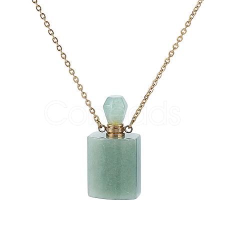 1Pc Natural Green Aventurine Perfume Bottle Necklaces NJEW-PH0001-37B-01-1