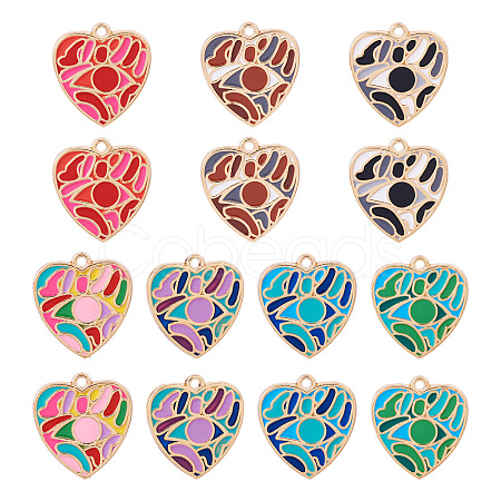 14Pcs 7 Colors Rack Plating Alloy Enamel Pendants ENAM-TA0002-54-1