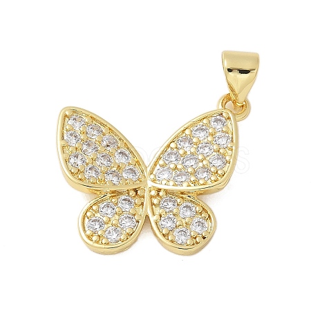 Brass Micro Pave Cubic Zirconia Pendants X-KK-P293-15G-1