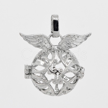 Brass Hollow Cage Pendants KK-J189-09P-1