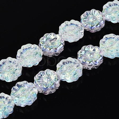 Electroplate Transparent Glass Beads Strands EGLA-N055-01J-1