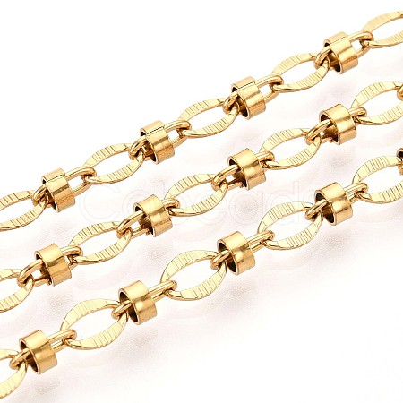 304 Stainless Steel Textured Oval Link Chains CHS-N005-06C-G-1