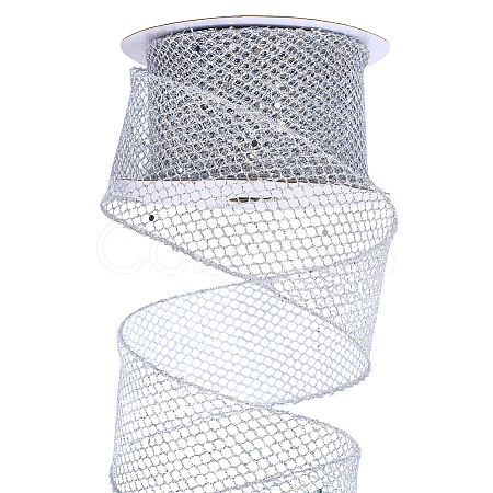 2Rolls Sparkle Polyester Mesh Ribbon with Paillettes OCOR-ME0001-61B-1