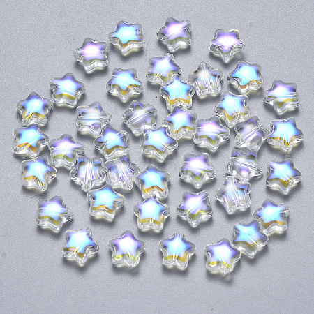 Transparent Spray Painted Glass Beads LS-GLAA-R211-04-G03-1