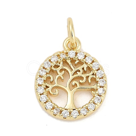 Brass Micro Pave Clear Cubic Zirconia Charms KK-G522-46G-1