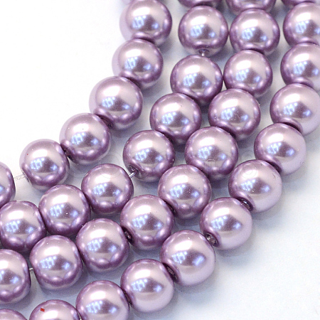 Baking Paint Pearlized Glass Pearl Round Bead Strands X-HY-Q003-6mm-44-1