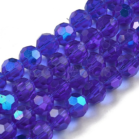 Electroplate Transparent Glass Beads Strands EGLA-A035-T8mm-L06-1