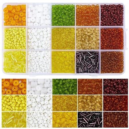 15 Styles Glass Seed & Bugle Beads SEED-PA0001-14D-1