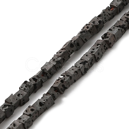 Electroplated Natural Lava Rock Beads Strands G-Q1009-B01-02B-1