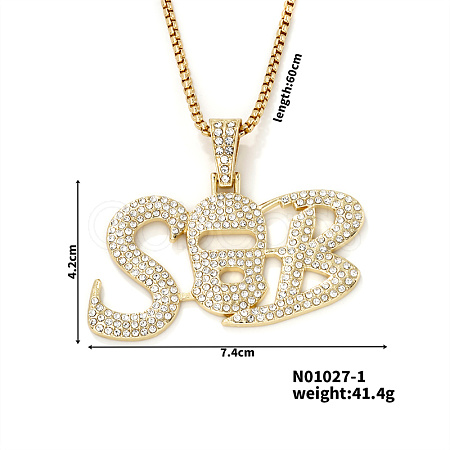Hip-hop Brand Alloy Crystal Rhinestone SB Letter Pendant Necklaces VA5957-1-1