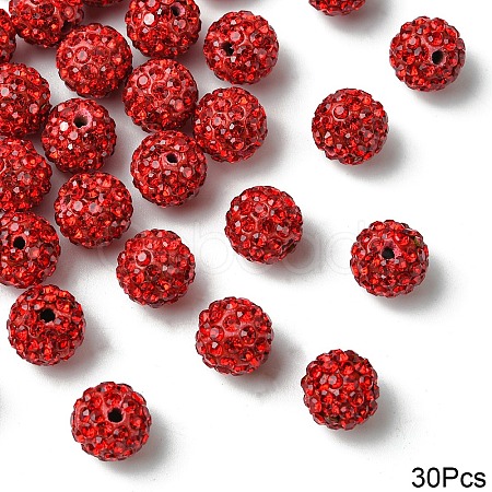 30Pcs Polymer Clay Rhinestone Beads RB-YW0001-26E-1