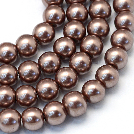 Baking Paint Pearlized Glass Pearl Round Bead Strands LS-HY-Q330-8mm-78-1