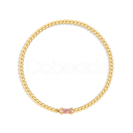 Birthstone 304 Stainless Steel Pave Cubic Zirconia Link Bracelets FS-WG4804B-11-1