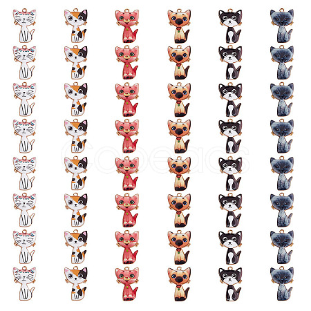48Pcs 6 Styles Alloy Enamel Pendants ENAM-DR0001-04-1