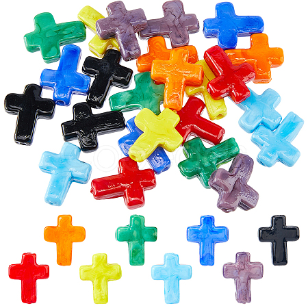 24Pcs 8 Colors Handmade Lampwork Beads LAMP-DC0001-27-1