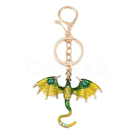 Dragon Alloy Rhinestone Pendant Keychains KEYC-G065-01B-1