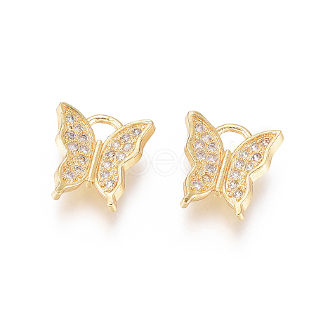 Brass Micro Pave Clear Cubic Zirconia Charms ZIRC-L093-25G-1