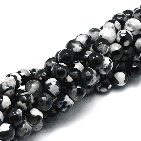 Faceted Natural Agate Round Beads Strands G-E318B-4mm-09-1