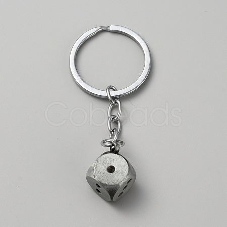Zinc Alloy Dice Keychains AJEW-WH0504-77AS-1