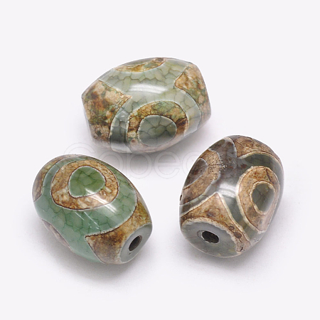 Tibetan Style 3-Eye dZi Beads TDZI-G009-B42-1