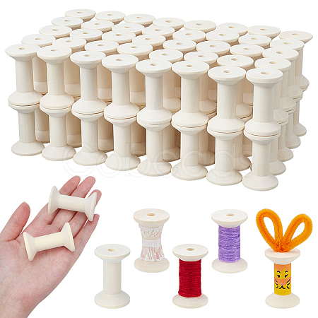 80Pcs Wooden Empty Spools for Wire WOOD-WA0001-02-1