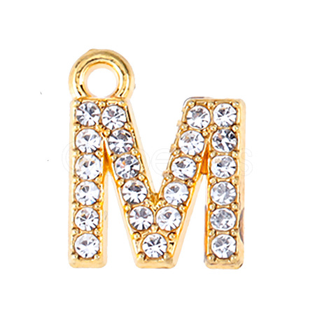 Golden Tone Alloy Rhinestone Pendants PW-WGCC773-13-1