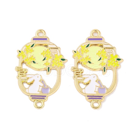 Rack Plating Alloy Enamel Oval Connector Charms FIND-M020-07G-02-1