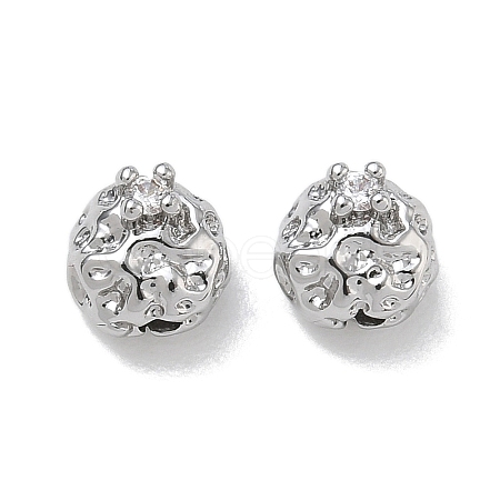 Brass Micro Pave Clear Cubic Zirconia Beads CU-CBA91C0-06P-1