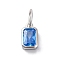 925 Sterling Silver Cubic Zirconia Charms, Colours, Rectangle, Cornflower Blue, 8x5x2mm, Hole: 5x3mm