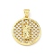 Brass with Cubic Zirconia Pendant, Round, Clear, 22x20x3.7mm, Hole: 5x3.5mm