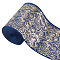 AHANDMAKER Polyester Grosgrain Ribbon, Gilding, Wave Pattern, Dark Blue, 3 inch(75mm)