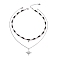 Clear Cubic Zirconia Star Pendant Necklaces Set, Natural Obsidian & Lava Rock & Pearl Beaded Chains Stackable Necklaces for Women, Platinum, 15.71~17.48 inch(39.9~44.4cm), 1Pc/style