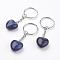 Natural Sodalite Keychain, with Platinum Iron Findings, Heart, 72mm