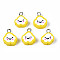 Handmade Polymer Clay Charms, with Platinum Plated Iron Loop, Cloud with Smile, Yellow, 11~14x9~11.5x4mm, Hole: 1.8mm