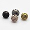 CZ Brass Micro Pave Grade AAA Black Color Cubic Zirconia Round Beads, Cadmium Free & Nickel Free & Lead Free, Mixed Color, 6mm, Hole: 1.5mm