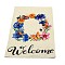 Linen Vertical Double Sided Garden Flag, with Word Welcome, for Home Outdoor Courtyard Decorative, Flower Pattern, 460x317x1mm, Hole: 28mm