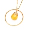 Teardrop Glass Beads Pendant Necklaces, with Golden Plated Brass Figaro Chains and Lobster Claw Clasps, Yellow, 20 inch(50.7cm)