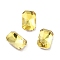 Glass Rhinestone Cabochons, Point Back & Back Plated, Faceted, Rectangle, Citrine, 6x4x2mm