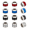 Unicraftale 12Pcs 4 Colors 304 Stainless Steel Beads, with Fiber, Large Hole Beads, Column with Basket Weave Pattern, Stainless Steel Color, Mixed Color, 10x8mm, Hole: 6mm, 3pcs/color